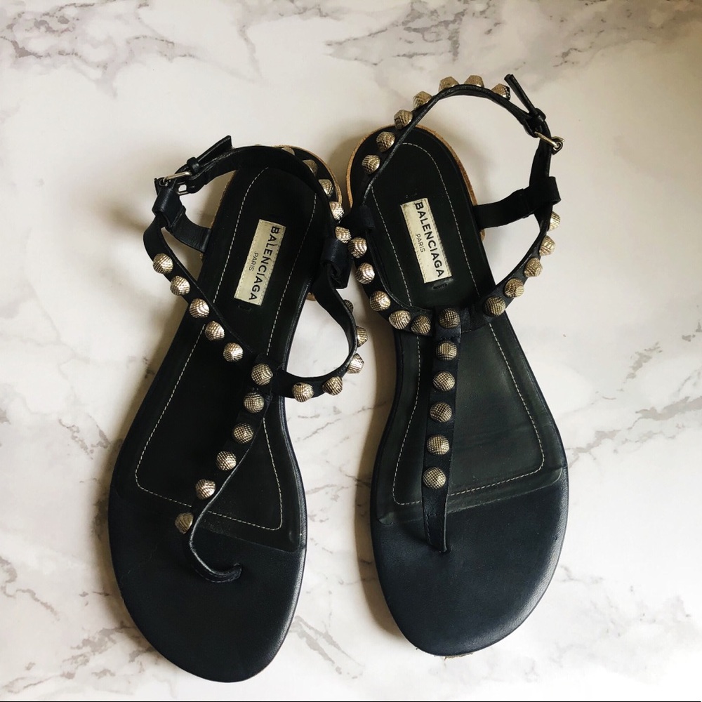 Balenciaga black sandals with rivets